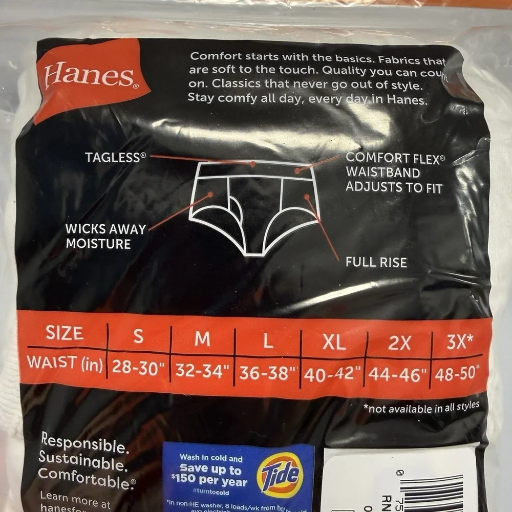 New Hanes Underwear Briefs 9pk White Cotton Mens L 36-38 Classic Tighty Whities